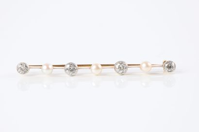Gold (750‰) and platinum barrette brooch,...