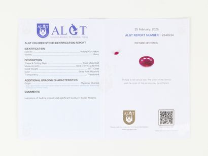 2 oval rubies on paper, with ALGT certificates...