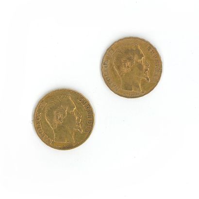 2 gold coins: 20 FF Napoléon III bare head...