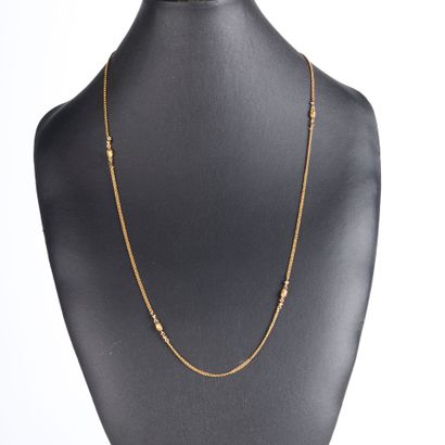 Two-tone gold sautoir, fancy mesh alternating...