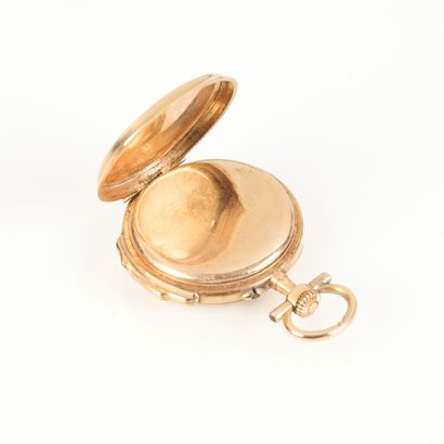 Gold collar watch (750‰), engraved with cartouche,...