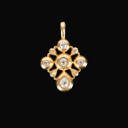 Gold cross set with old-cut diamonds approx....