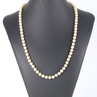Choker cultured pearl necklace (diam. 7 mm),...