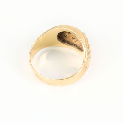 Gold ring set with 2 lines of small diamonds....