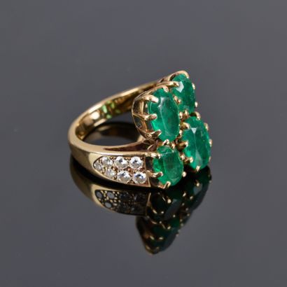 toi et moi ring in gold set with four oval...