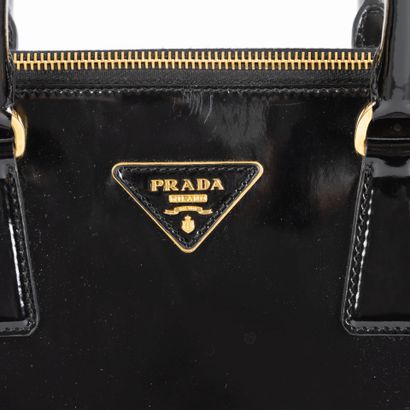 PRADA. Black patent leather handbag. 36 x...