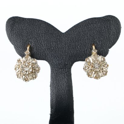 Pair of two-tone earrings (750/1000 - 18k),...