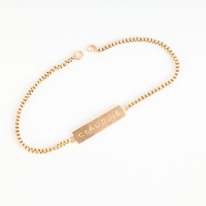 Claudine-engraved gold baby chain bracelet,...