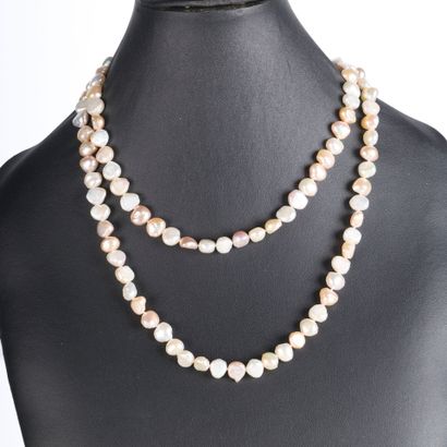 Multi-colored natural cultured pearl long...
