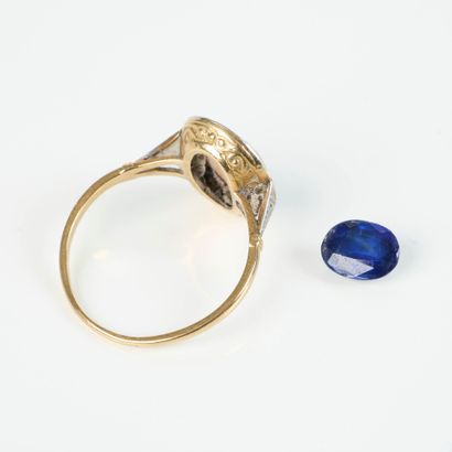 Two-tone gold ring set with sapphires and...