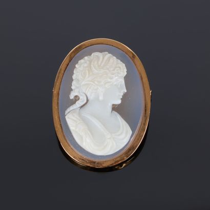 Rose gold pendant brooch set with a cameo...
