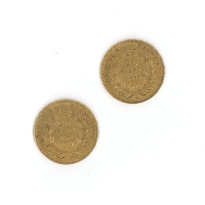 2 gold coins : 20 FF bareheaded
(1 X 1854...