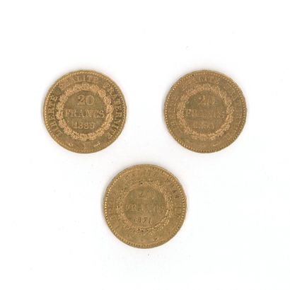 3 gold coins : 20 FF Génie 
(1 X 1871 A -...