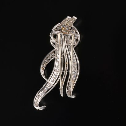 Gold and platinum spray brooch entirely set...