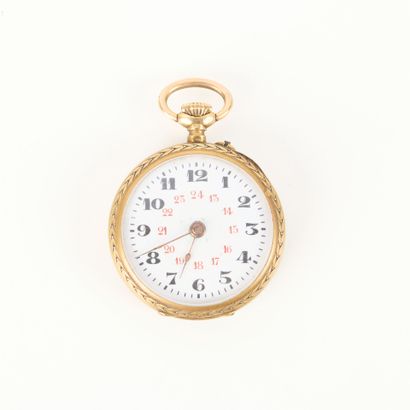 Gold guilloché collar watch decorated with...