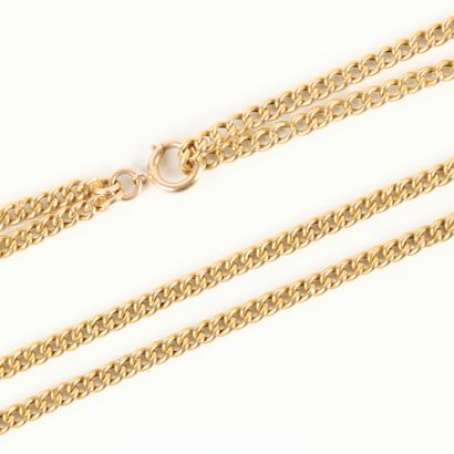 Gold watch chain, gourmette link. 160 cm....