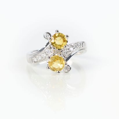 toi et moi ring in white gold (750‰), set...