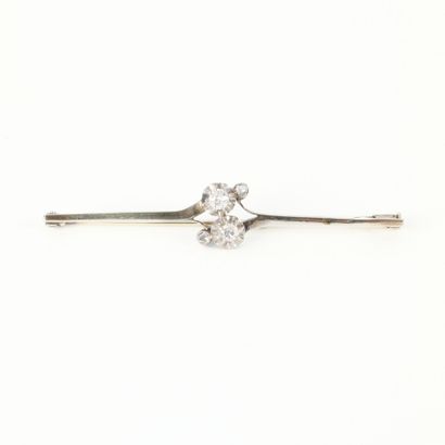 White gold barrette brooch set with four...