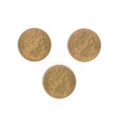 3 gold coins: 10 FF Cérès.
(1896 A X1 and...