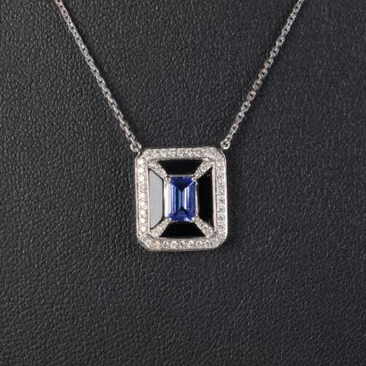 Necklace in white gold (750‰), adorned with...