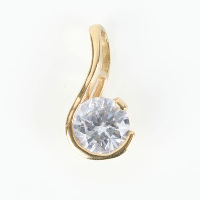 Gold pendant set with a white stone (approx....