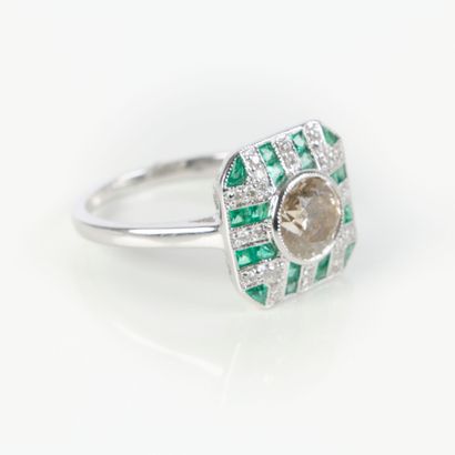 . White gold (750‰) Art Deco style ring,...