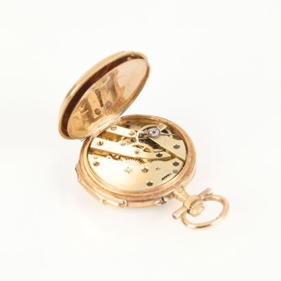 Gold collar watch (750‰), engraved with cartouche,...