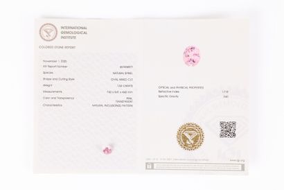 Oval pink spinel on paper with certificate:...