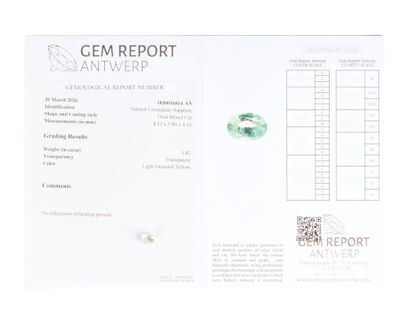 Oval yellow-green sapphire on paper with...