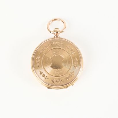 Engraved and guilloché gold collar watch,...