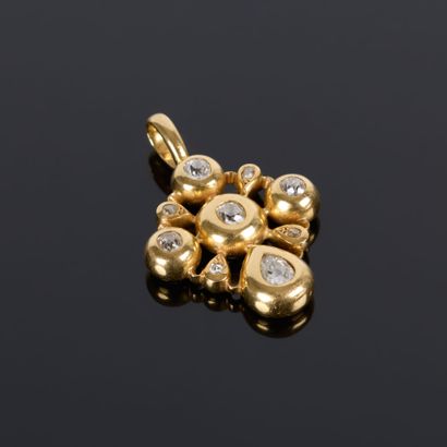 Gold cross set with old-cut diamonds approx....