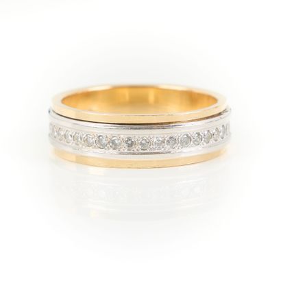 Double mobile ring in two-tone gold set with...