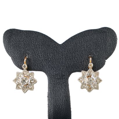 Pair of earrings in two-tone (750/1000 -...