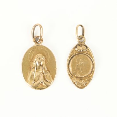 Set of two medals (750/1000 - 18k) - 1.5...