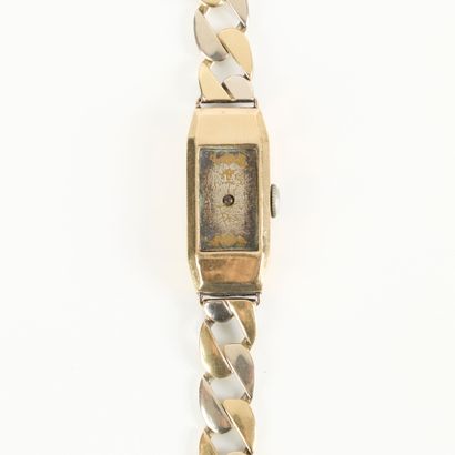 Gold watch bracelet (damaged), two-tone gold...