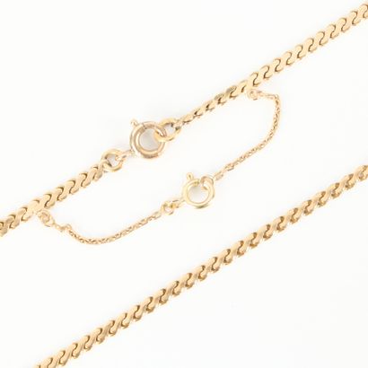 Long necklace in gold (750‰), fancy flat...