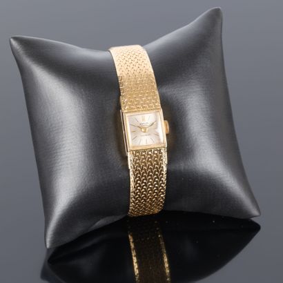 Gold ladies' wristwatch, square dial, supple...