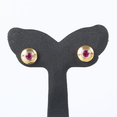 Pair of ear studs in two-tone gold set with...