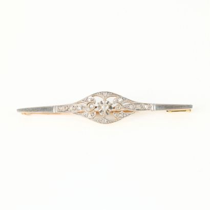Two-tone gold barrette brooch set with small...