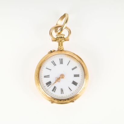 Gold collar watch decorated with foliate...