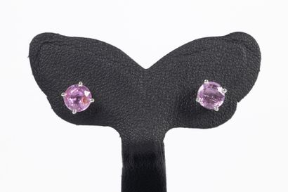 Stud earrings in white gold adorned with...