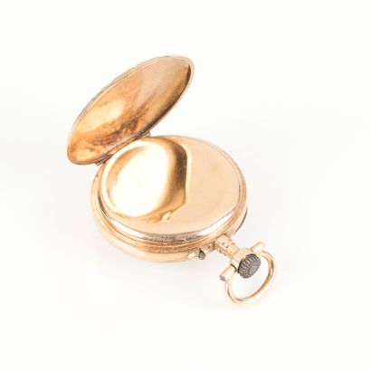 Pink gold collar watch, dust cover also in...