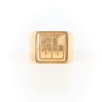 Gold signet ring, engraved GL. 18,65 g ....
