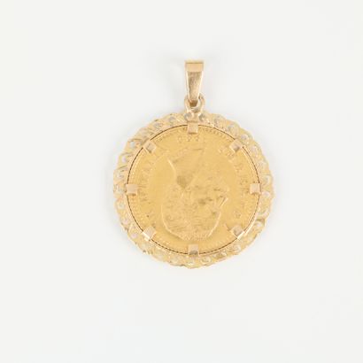 Gold pendant set with a gold coin: 20 lire...