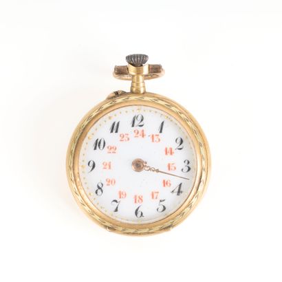 Gold collar watch engraved with scrolls and...