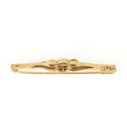 Gold barrette brooch set with 3 small cultured...