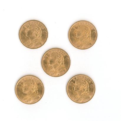 5 gold coins: 20 Swiss francs