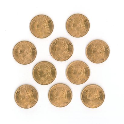 10 gold coins: 20 Swiss francs