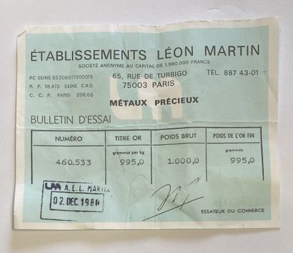 1 numbered gold bar (No. 460533) with its...