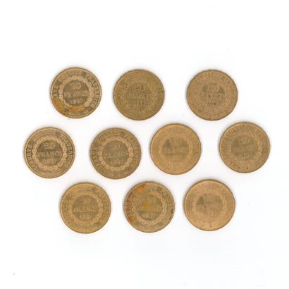 10 gold coins : 20 FF Génie 1887 A